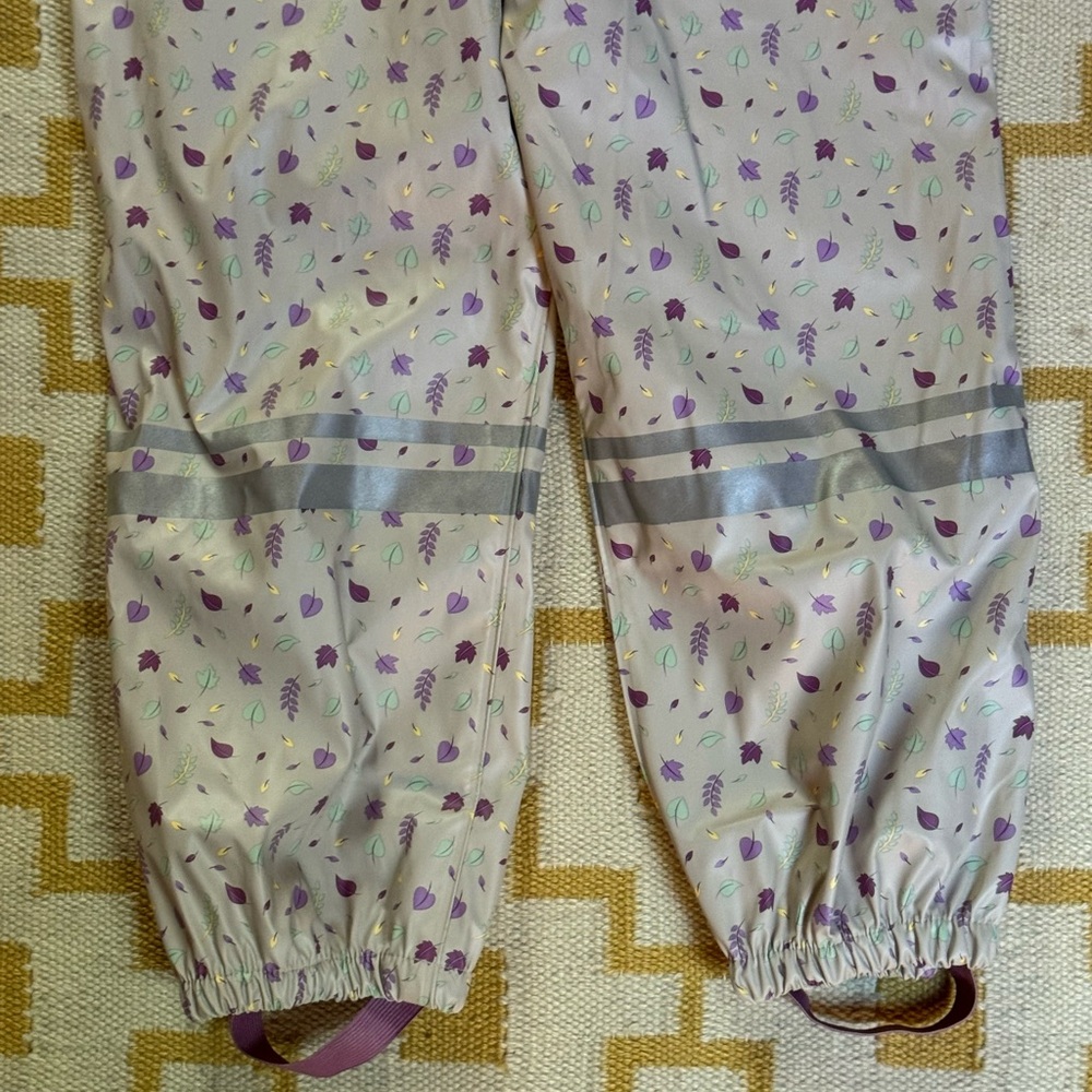 Lupilu Kids Purple Leaf Print Overalls Snow Bib - Picture 5 of 5